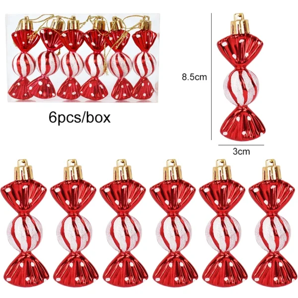 6Pcs Christmas Red Candy Crutch Lollipop Xmas Tree Hanging Pendant Ornaments 2024 New Year Gift Christmas Home Decoration 2023 - Image 5