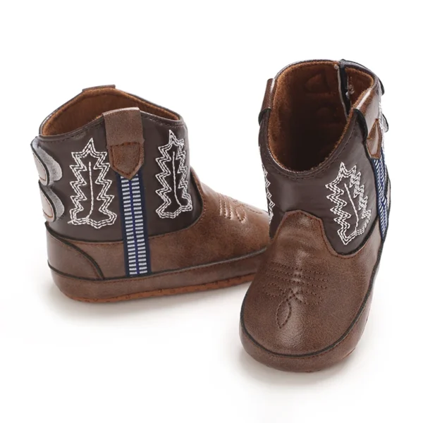 0-18M Retro Baby Boots PU Cute Printed Casual Baby Boots Embroidered Baby Boots Baby Walking Shoes - Image 5