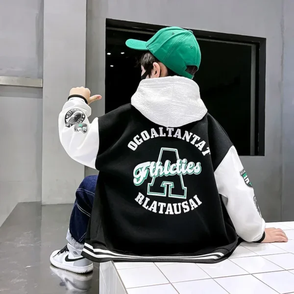 Fashion Spring Autumn Long Sleeve Outwear Teenager Kids Letter Printed Coat Sport Children Clothing 3 8 10 12 Years Old - Image 2