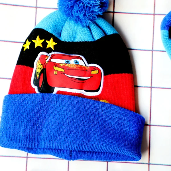 3-8Years New Autumn Winter Children Cars Lightning Mcqueen Cartoon Scarf Hat Glove Three-piece Warm Boy Girl Child Christmas Hat - Image 5