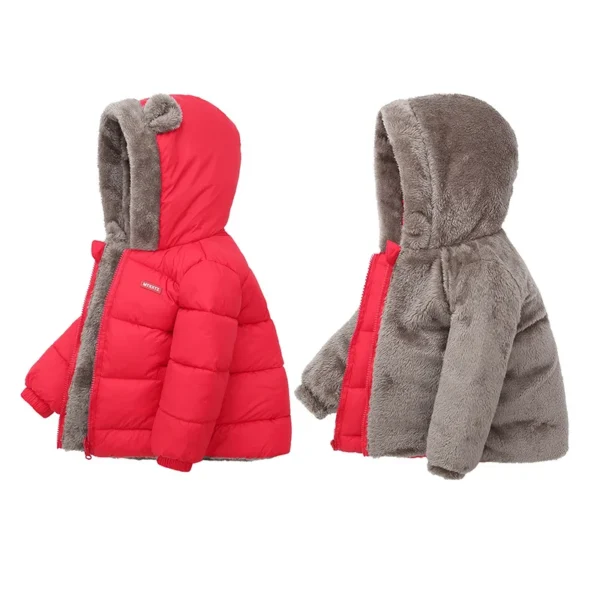Kids Thick Warm Coats Winter Children's Fleece Hooded Jackets Autumn Cashmere Padded Snowsuit Boys Girls Cotton Outerwear 2-6Y - Image 3