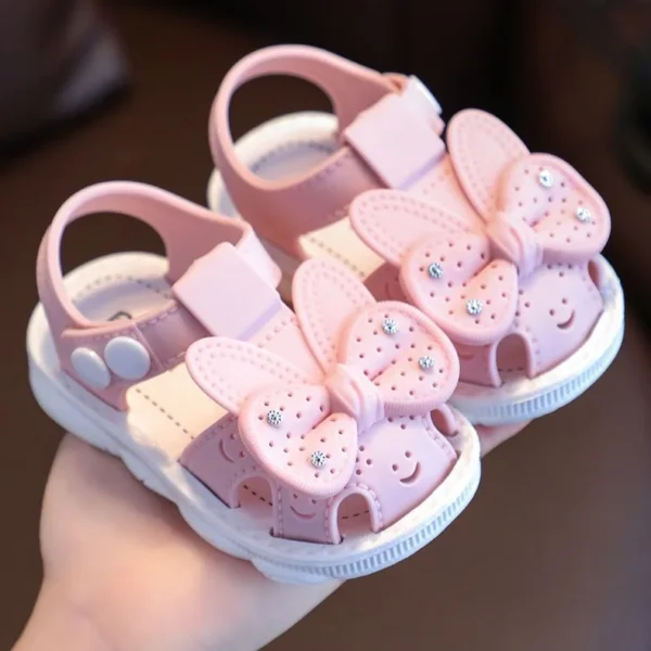 New Summer Aged 0-3 Cute Bow Rhinestone Baby Shoes For Girls Non-Slip Soft-Soled Children Toddler Kids Sandals With Covered Toes - Image 5