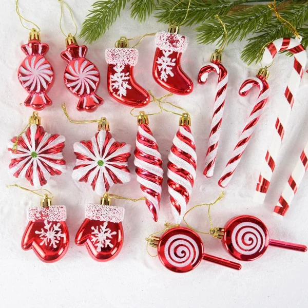 6Pcs Christmas Red Candy Crutch Lollipop Xmas Tree Hanging Pendant Ornaments 2024 New Year Gift Christmas Home Decoration 2023 - Image 3
