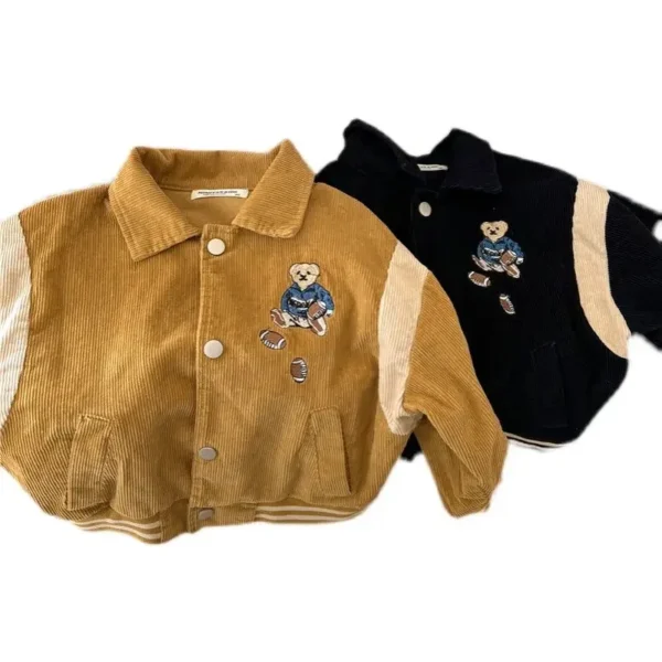 Fashion Baby Girl Boy Corduroy Jacket Casual Cartoon Embroidery Infant Toddler Child Coat Fall Spring Kid Outwear Baby Clothes