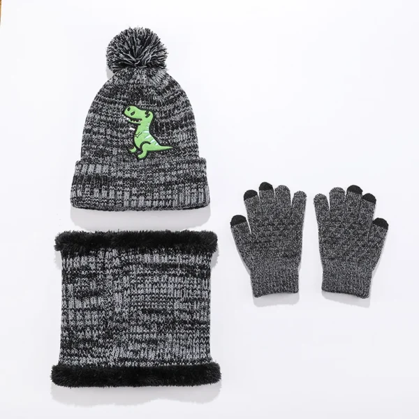 1-5Y Winter Thick Velve Warm Children Baby Knit Gloves Hat Scarf 3pcs Suit Outdoor Windproof Kids Muffler Cap Set for Boy Girl - Image 6