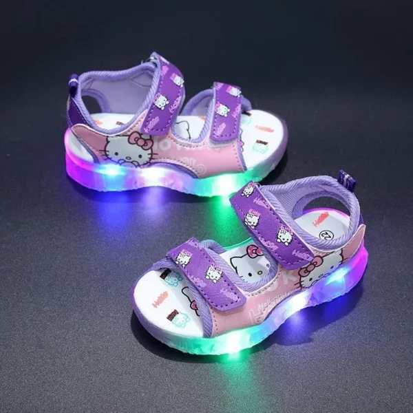 2024 Summer Baby LED Light Sandals For Girls Cute Hello Kitty Children's Casual Shoes Anti-slip Kids Beach Shoes Outdoor Shoes - Image 4