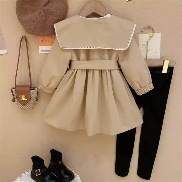 Girls Trench Coats Kids Fashion Waisted Jackets Children Turndown Collar Baby Cute Long Windbreaker Casual Outerwear Clothing - Image 2