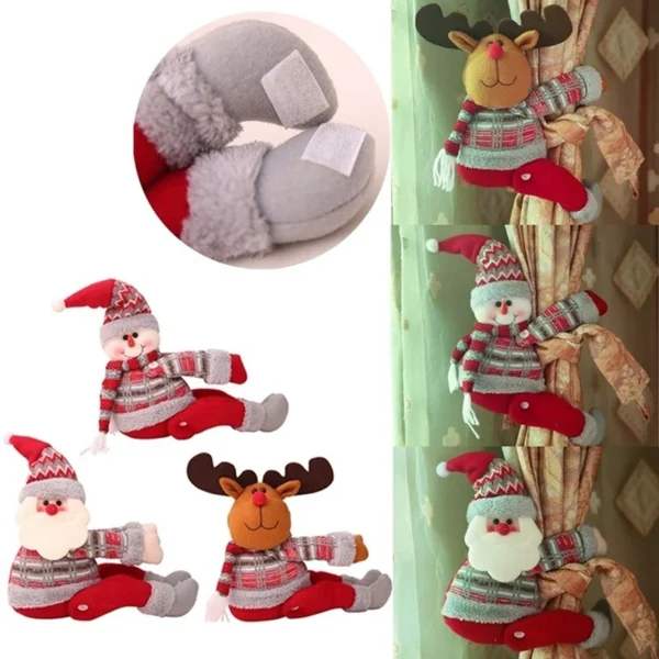 New Year 2024 Christmas Curtain Holder Buckle Plush Elk Santa Claus Dolls Curtain Christmas Decor for Home Navidad 2023 Supplies - Image 4