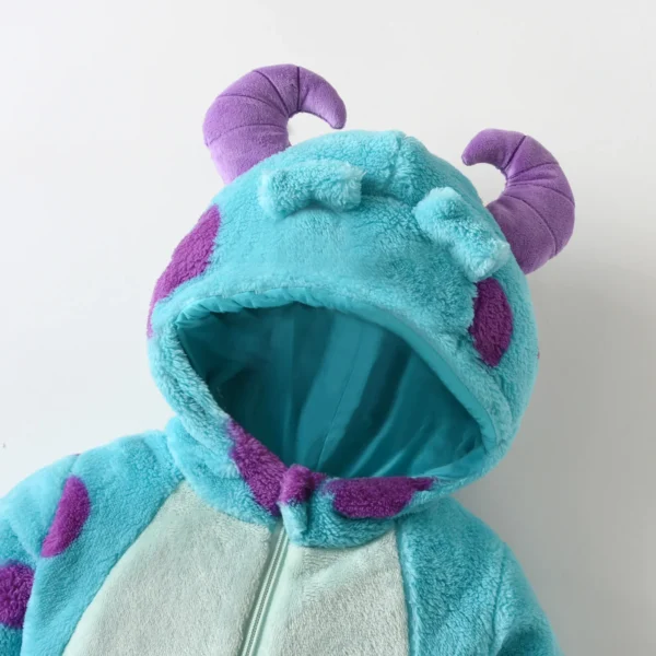 Toddler Baby Thicken Fleece Rompers Cartoon Animal Horn Hooded Jumpsuit Warm Kids Winter Outerwear Infant Playsuits Clothes - Image 2