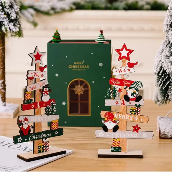 Desktop Christmas Tree Santa Claus DIY Decoration Wooden Christmas Signs Plaque Xmas Decoration 2024 New Years Party Gifts - Image 4