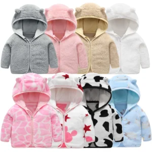 Children Flannel Jacket Autumn and Winter Baby Girl Clothes Hooded Cute Toddler Outerwear Clothing Warm Boys Coat 1-5 Years