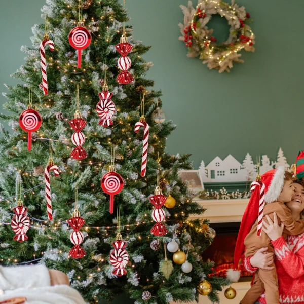 6pcs Christmas Lollipop Candy Cane Pendant Xmas Tree Hanging Ball Ornaments Christmas Decorations for Home 2024 New Year Gift - Image 2