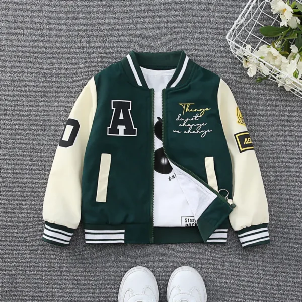 2024 Spring Autumn Baby Boys Jacket Fashion Cartoon Bear Pattern Kids Windbreaker Coats For Children Outerwear Clothing 2-12Year - Image 2