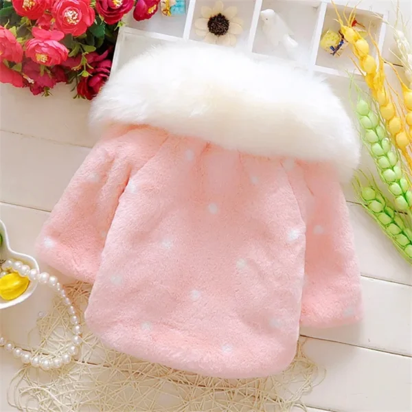 Baby girl clothes 0-3Y winter coat thick warm wool fur coat girl wool sweater coat pearl princess coat Kids Cute Coat Clothes - Image 6