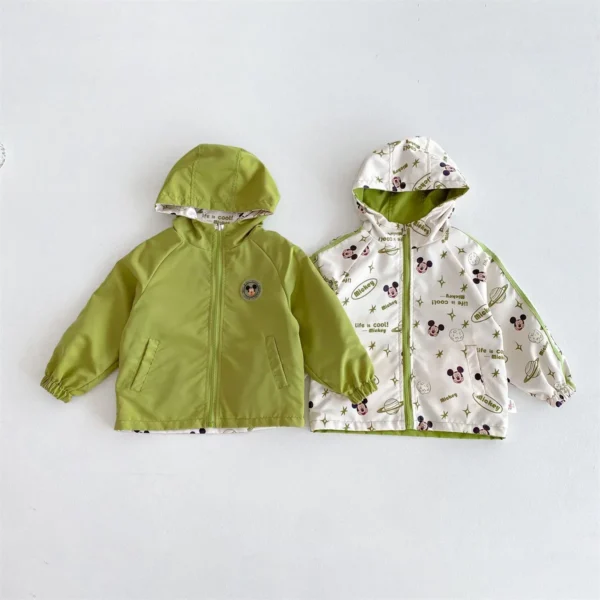 Two-sidesd Mickey Pattern Children Jacket 2024 New Fashion Cartoon Cute Loose Boys Girls Hooded Coats Kids Clothes Top Outerwear - Image 5