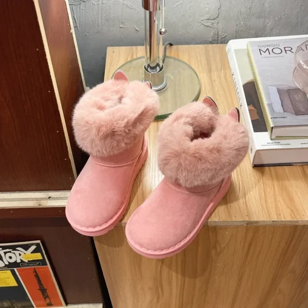 Kids Genuine Cowhide Snow Boots Winter Baby Soft Warm Cotton Shoes with Plush Boys Girls One Fur Suede Boots Princess Retro Boot - Image 5