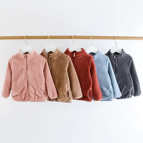 Boys Girls Fashion Cartoon Long Sleeve Zipper Sport Coat Casual Daily Outfit Zipper Tops Kids Flannel Clothing Warm Jacket - Image 3