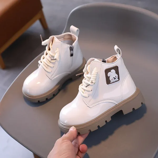 Kids Fashion Rubber Boots Cool Autumn Soft Sole Glitter Leather Korean Style Zipper Girls' Shoes Children's Ankle Boots - Image 2