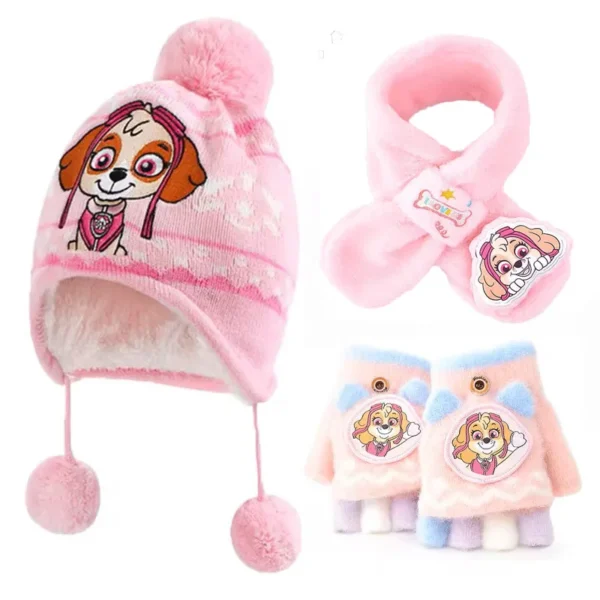 2-3PCS/SET Genuine PAW PATROL Winter Hat Glove Scarf SET Cute Cartoon Skye Chase Boys Girls Baby Cap Christmas Gifts - Image 6