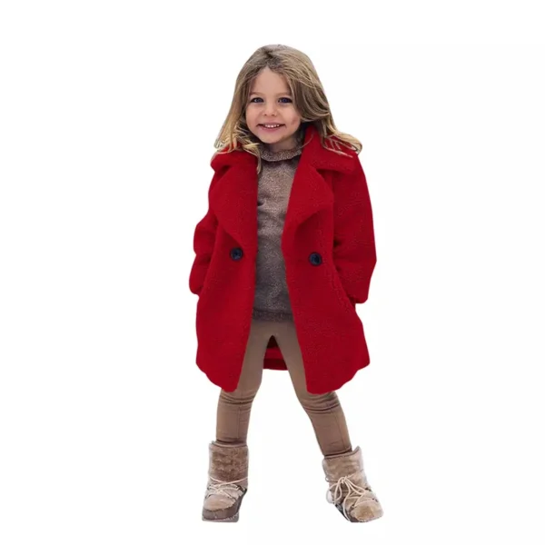 Warm Lamb's Wool Jackets For Girls Boys Winter Fleece Outerwear Autumn Children Fashion Single-Breasted Coats Big Kids Clothes - Image 3