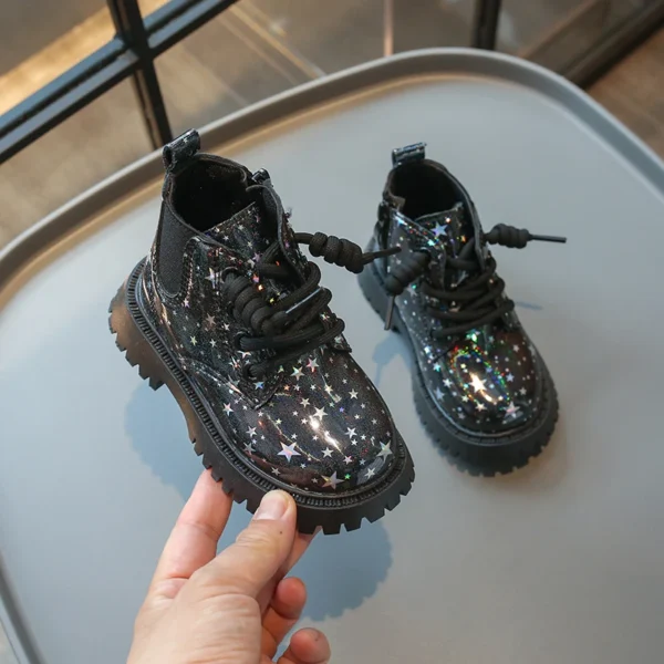 Children's Fashion Boots Black Low Lightweight Boys Girls Toddler Shoes 0-8 Years Old Soft Bottom Non-slip Kids Baby Boots Shoes - Image 3