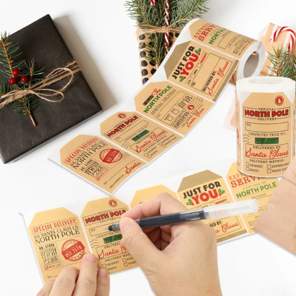 Christmas Gift Box Stickers Merry Christmas Decor For Home 2024 Navidad Kerst Xmas Decor Noel Kerst Happy New Year Gift 2025 - Image 2