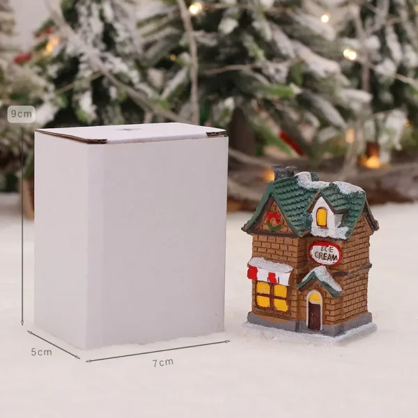 Christmas Decoration 2024 New Year Night Light LED Luminous Snow House Sculpture Home Resin Crafts Xmas Gift for Kids - Image 4