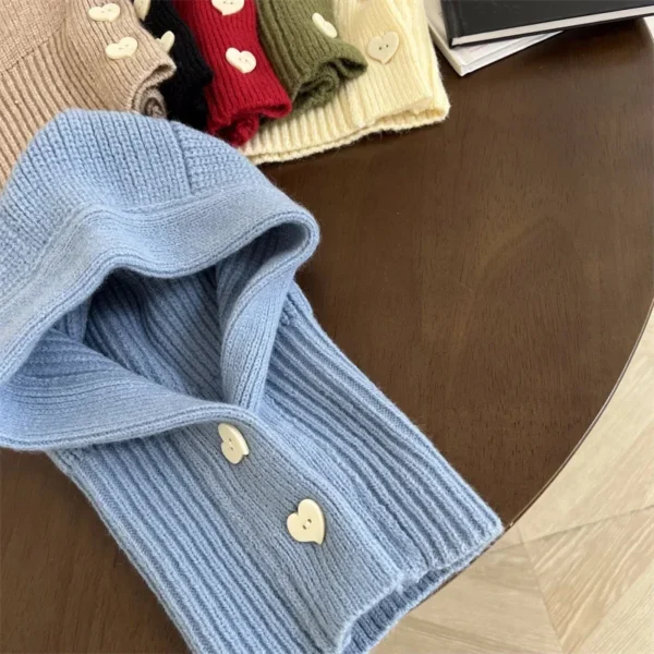 Knitted Ribbed Knitted Hat Warm Thicken Imitation Cashmere Scarf Set Shawl Split Finger Gloves Wool Pullover Hat Accessories - Image 3