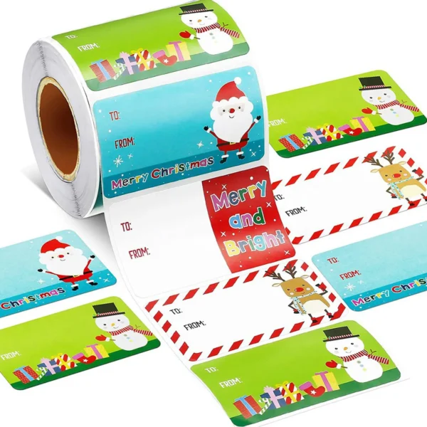 Merry Christmas Santa Round Sticker Christmas Decoration For Home 2023 Xmas Ornament Navidad Natal Noel Gift Happy New Year 2024 - Image 5