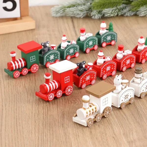 Christmas Wooden Train Merry Christmas Decorations for Home 2024 Xmas Tree Ornament Navidad Noel Kids Gift Happy New Year 2025 - Image 2
