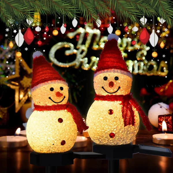 2024 New Christmas Snowman Decoration Light LED Solar Lights Outdoor Waterproof Post Lamp Garden Lawn Landscape Nightlight - Image 2