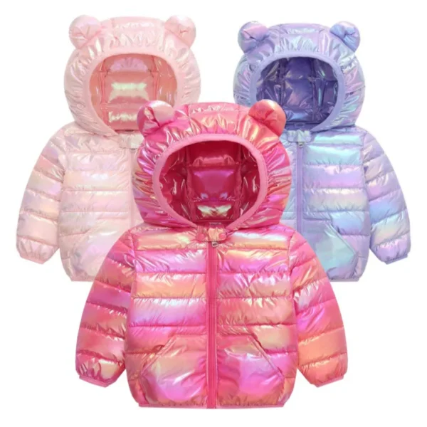 Colorful Fabric Hooded Lightweight Down Jackets Kids Boys Girls Baby Autumn Winter Warm Outerwear Fashion Coat Casual Clothing
