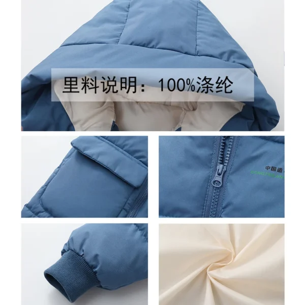 Winter New Teen Boys Jacket Long Style Solid Color Thick Keep Warm Hooded Windbreaker For 3-10 Years Kids Down Cotton Outwear - Image 6