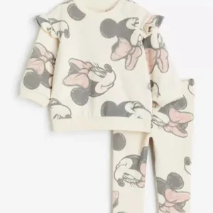 Cute Minnie Print Tops 2pcs For Girls Child Autumn Long Sleeve Tracksuits New Fashion Clothing Kids Casual Hoodies+Sweatpants