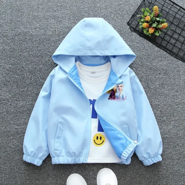 Disney Girls Cartoon Mickey Mouse Jacket Frozen Elsa Princess Coats Spring Autumn Kids Hooded Jackets Casual Sports Outerwear - Image 4