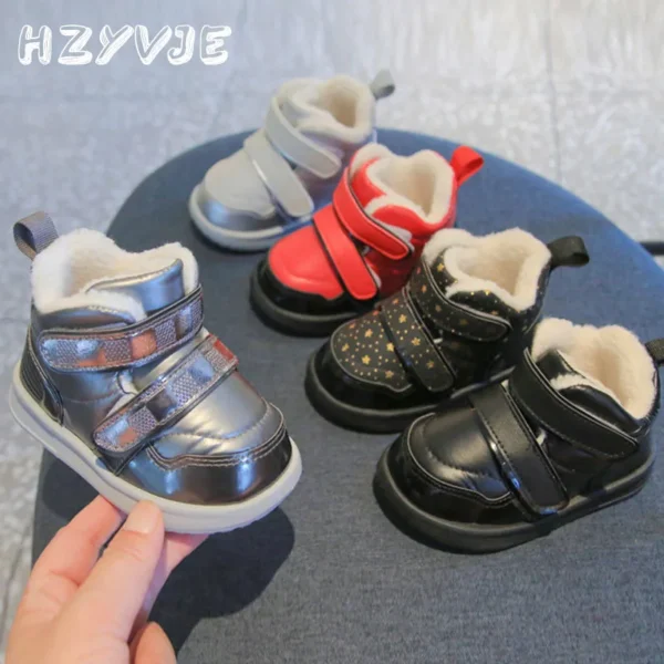 2023 Winter New Plus Thickened Baby Walking Cotton Shoes Children's Add Velvet Warm Snow Boots Non Slip Outdoor Sports Shoes - Image 5