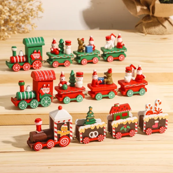 Christmas Wooden Train Merry Christmas Ornaments Christmas Decorations For Home 2024 Xmas Tree Decor Noel Navidad New Year Gifts - Image 2