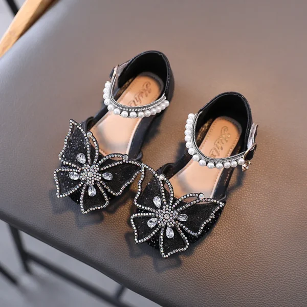 Summer Girls Sandals Fashion Sequins Rhinestone Bow Girls Princess Shoes Baby Girl Shoes Flat Heel Sandals Size 21-35 - Image 2