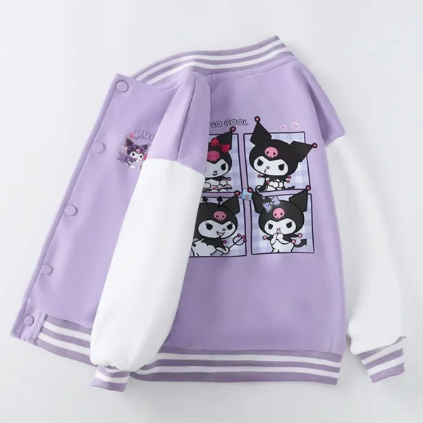 Sanrio Girls Boys Cartoon Kuromi Jacket Children Teen Coats Spring Autumn Kids Single breasted Jackets Casual Sports Outerwear - Image 3