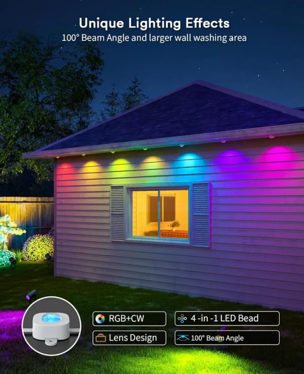 Permanent 100ft Smart Outdoor Lights 72 LED Lights Cool/Warm Eaves Lights IP65 Waterproof Christmas Halloween Party - Image 5