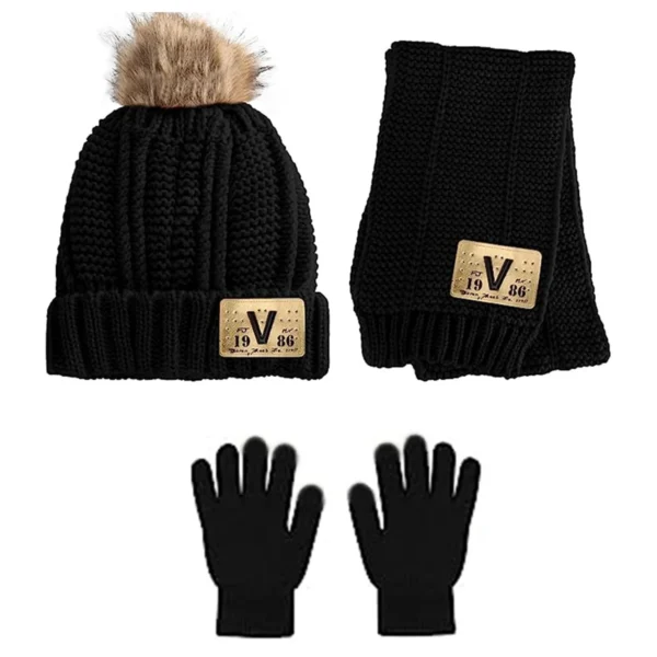 Autumn and winter children's hats, scarves and gloves three-piece baby thick hat and neck knitted hats for boys and girls