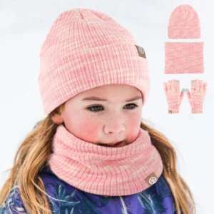 Autumn Winter 2-8Y Children's Knit Gloves Hat Scarf 3 Pieces Sets Outdoor Windproof Warm Kids Hats and Caps Muffler for Boy Girl
