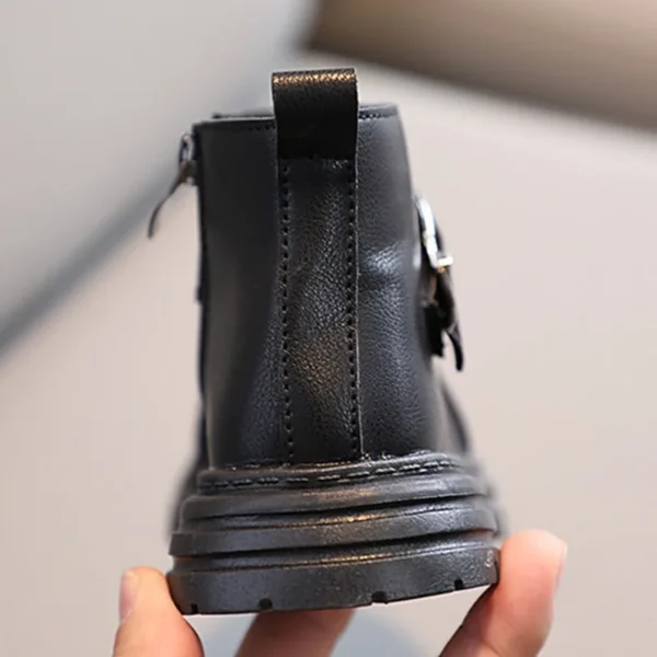 Kids Leather Shoes Boys Girls British Style Simple Side Zipper Design Non-Slip Short Boots Martins Boots - Image 4