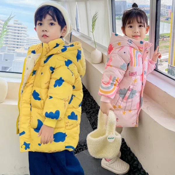 New Girls Boys Down Jacket Winter Coats Children Clothes Hooded Windbreaker Coat For Kids 2-7 Years Cotton Warm Outerwear - Image 4