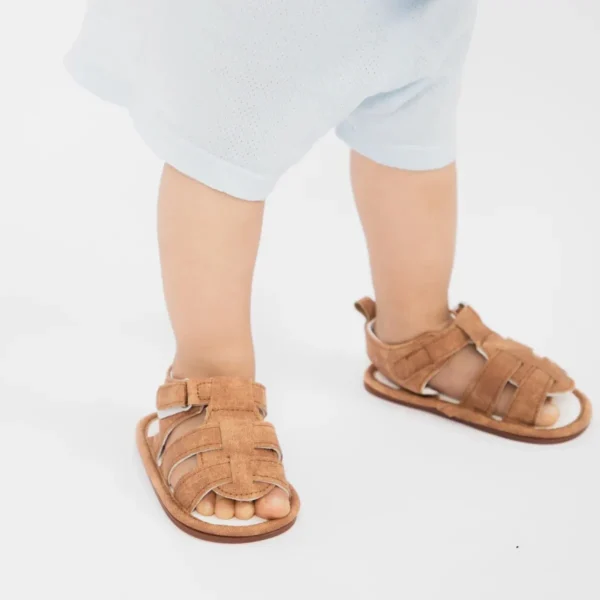 Meckior Baby Boys Sandals Toddler Grey Flats Non-slip Rubber Sole Baby Beach Sandals Crib First Walker Summer Baby Shoes - Image 9