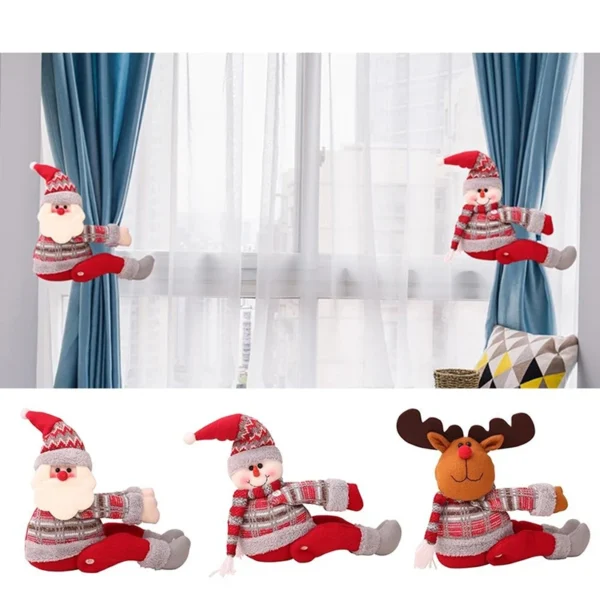 New Year 2024 Christmas Curtain Holder Buckle Plush Elk Santa Claus Dolls Curtain Christmas Decor for Home Navidad 2023 Supplies - Image 6