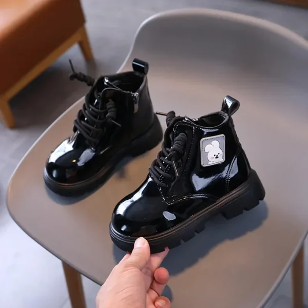 Kids Fashion Rubber Boots Cool Autumn Soft Sole Glitter Leather Korean Style Zipper Girls' Shoes Children's Ankle Boots - Image 4