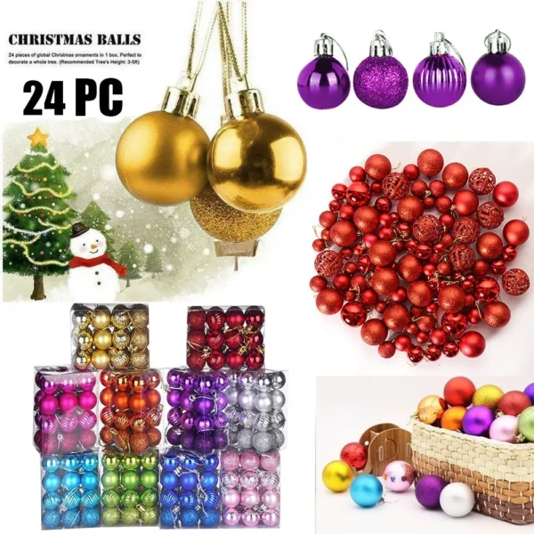 24PCS Christmas Balls 30mm Christmas Xmas Tree Ball Bauble Hanging Home Party Ornament Decor 24PCS Christmas Decoration 2024 - Image 2