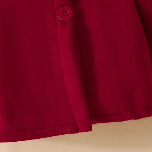 Baby Girl Ruffled Long Sleeve Fleece Hooded Single Breasted CoatKids Clothes Autumn And WinterRecommended To Buy One Size Larger - Image 6