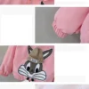 2024 Spring and Autumn Girls and Children's Cute Rabbit Letter Long sleeved Hooded Zipper Coat Children's Clothing 1-8Y - Image 6
